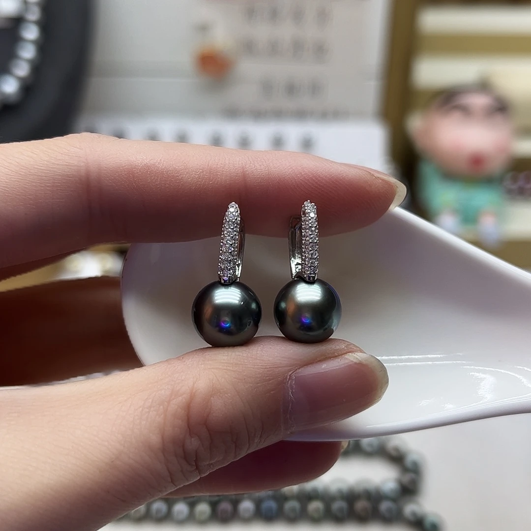海水珍珠耳饰银S925镶嵌