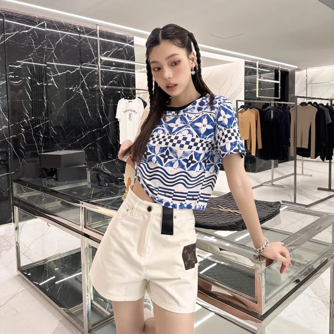 99新 LouisVuitton/路易威登 A100956/拼皮白色短裤/32码
