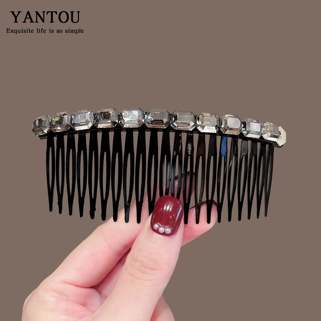 韩国发饰2025新款水钻头饰成人水晶韩版刘海梳发梳插梳水钻发卡子