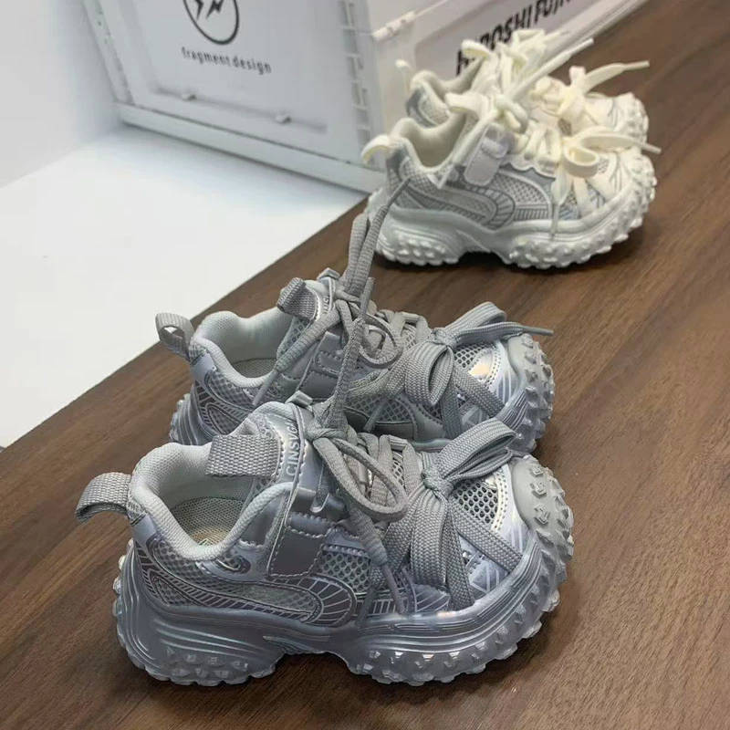 2025夏季新款单网儿童鞋男女童透气轻便运动鞋中大童跑步鞋老爹鞋