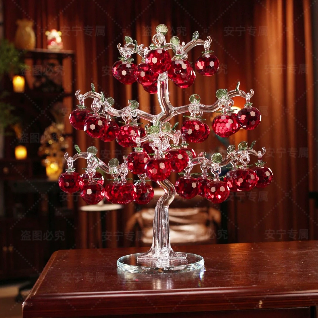 36挂水晶苹果树家居饰品摆件酒柜茶几办公桌影视柜装饰品