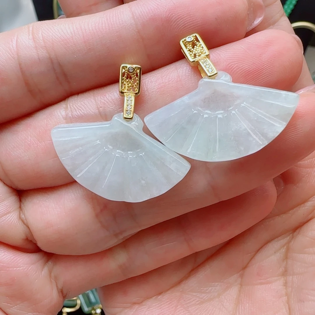 翡翠银S925镶嵌耳饰耳钉款