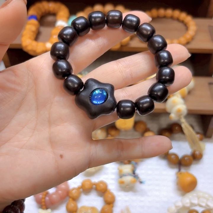 星月菩提手串黑檀桶珠星星