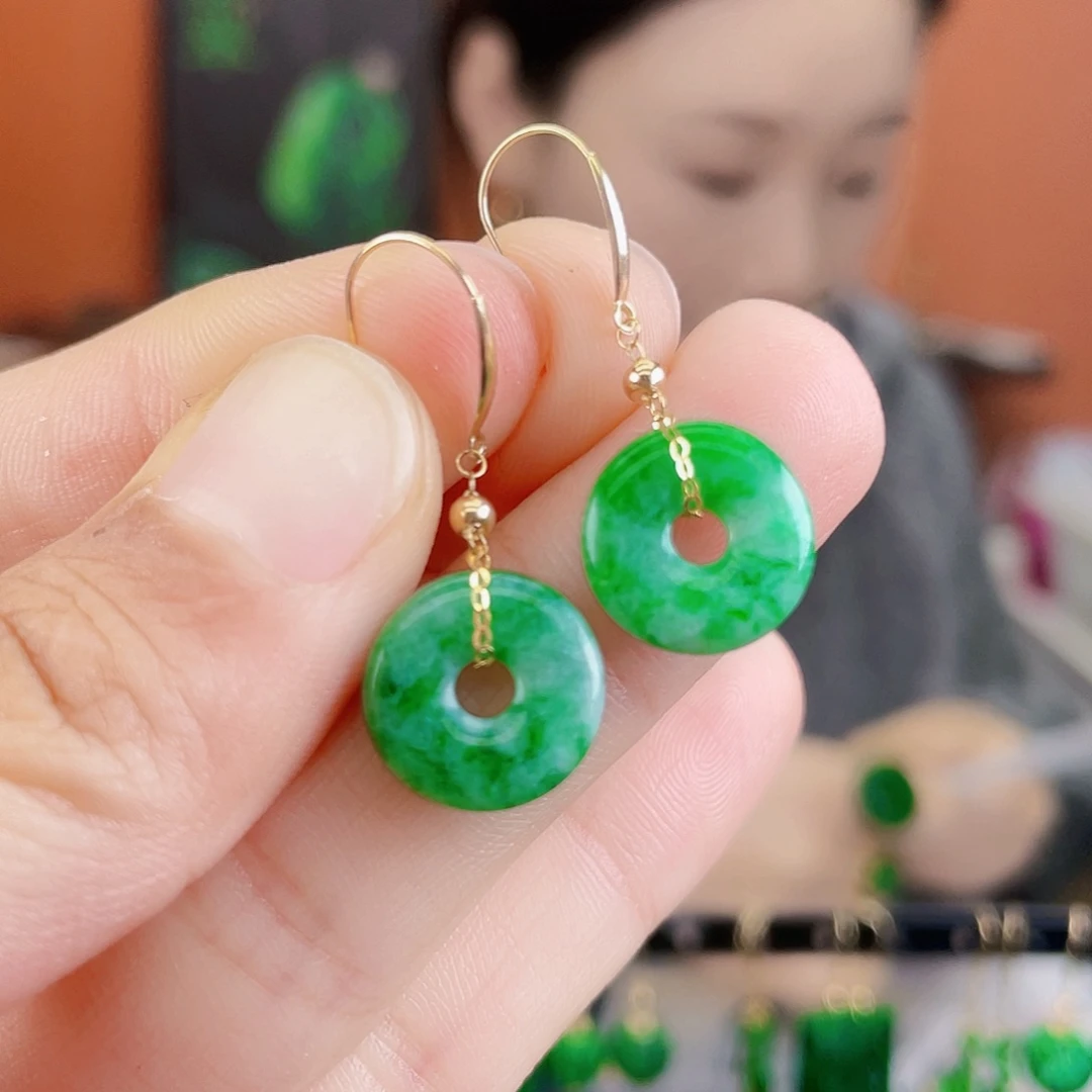 翡翠18K金镶嵌耳饰