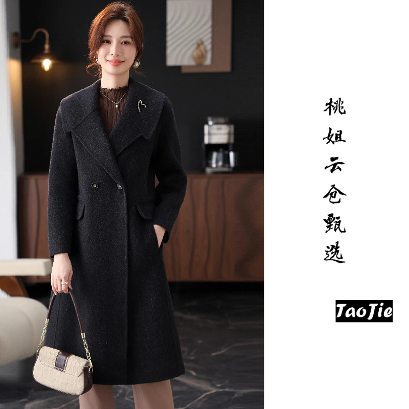 C1968秋冬季显瘦气质时尚休闲羊毛大衣外套女