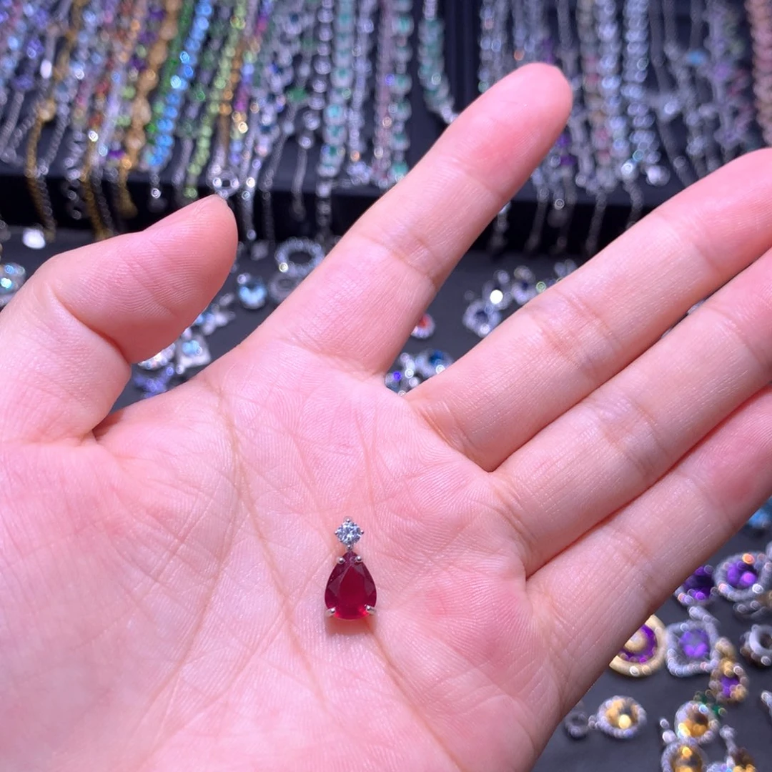 暖***暖吊坠(不含链)银S925镶嵌红宝石