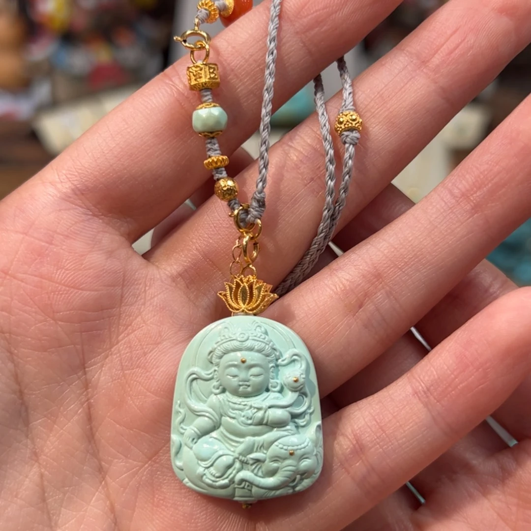 【闪购商品】18K金镶嵌绿松石项链普贤