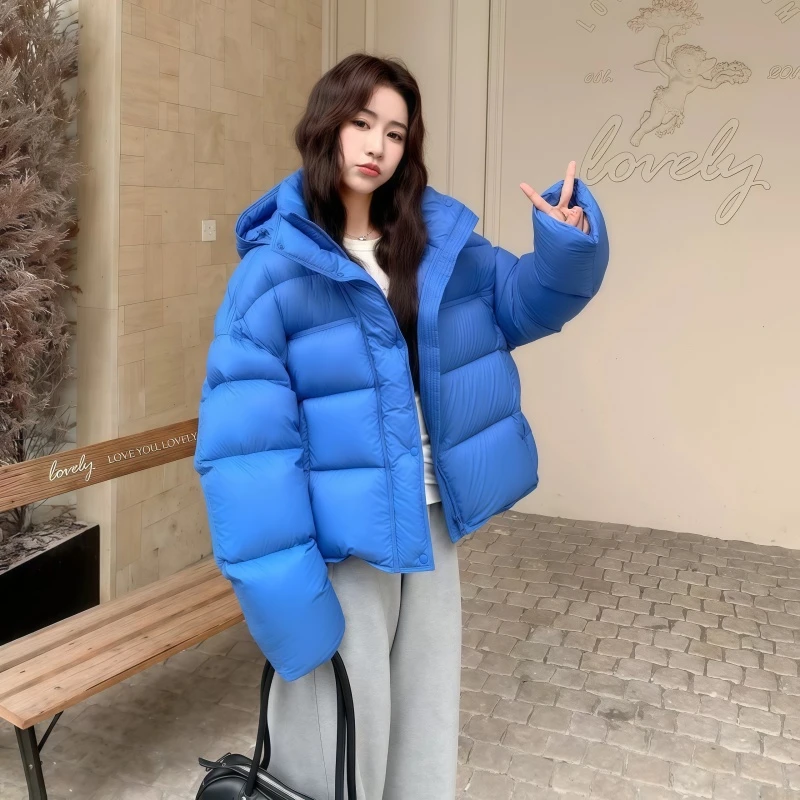 可拆卸连帽2025新款羽绒服女白鸭绒冬季加厚短款宽松百搭保暖外套