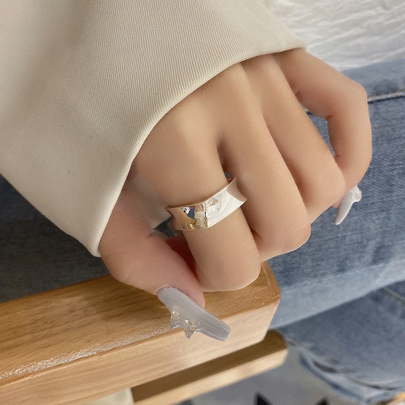 925银戒指 方形戒指纯银小众级高级感INS风女款设计感送礼开口戒