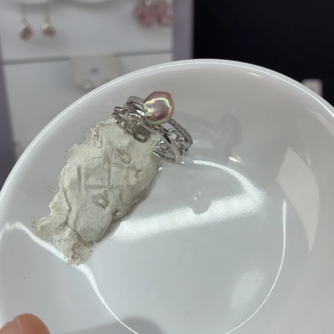 S***i戒指银S925镶嵌淡水珍珠