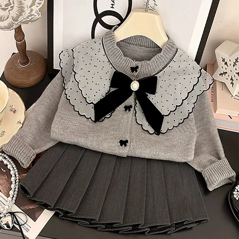 【亲子装】女童春秋款2025新款韩版中大童洋气针织毛衣学院风开衫