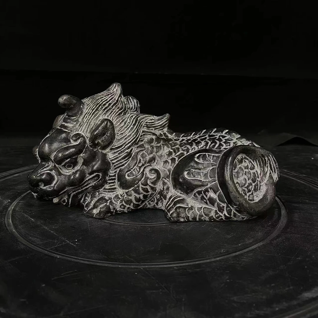 山西青石长【23厘米】新款卧姿貔貅摆件/茶室会所客厅造景摆件