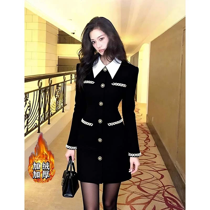 【木子】【常规/加绒】小个子轻熟法式气质收腰小香风连衣裙TX0221