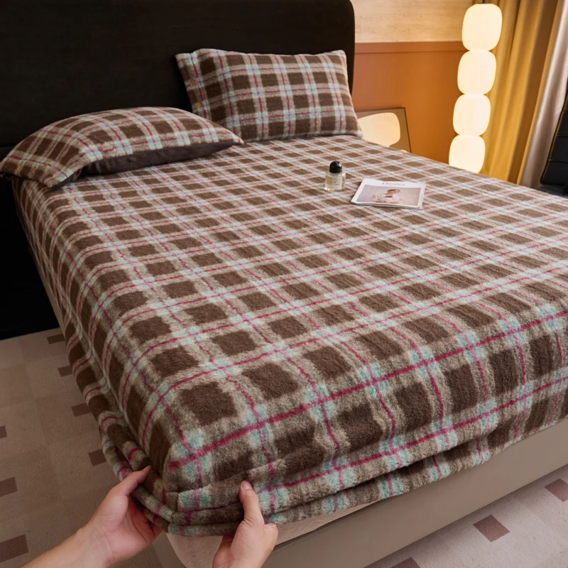 秋冬加厚牛奶绒床笠加绒保暖宿舍防滑仿羊绒床单床垫保护套床罩