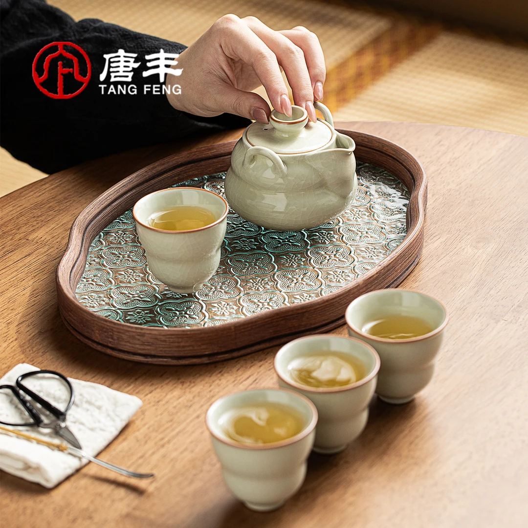 唐丰汝窑功夫茶具小套装家用高档手抓壶泡茶专用小型茶台2025新款