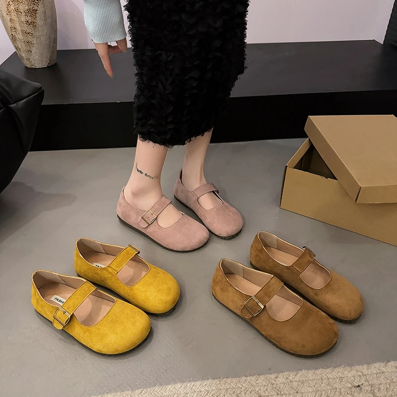 平底单鞋浅口纯色平底单鞋皮鞋春秋休闲女鞋春季软底韩版百搭女