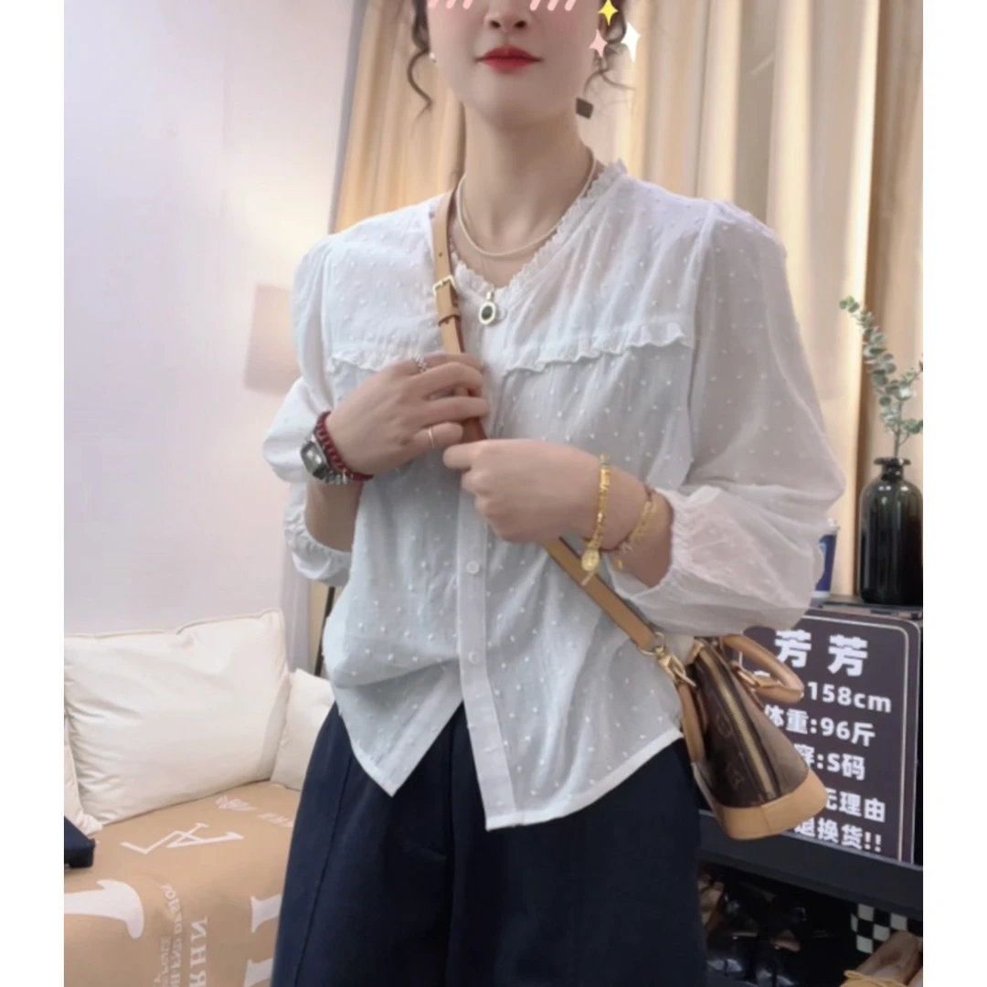 芳芳家【白茶】拒绝不了的一件小衫~透气气质百搭设计感显瘦衬衫