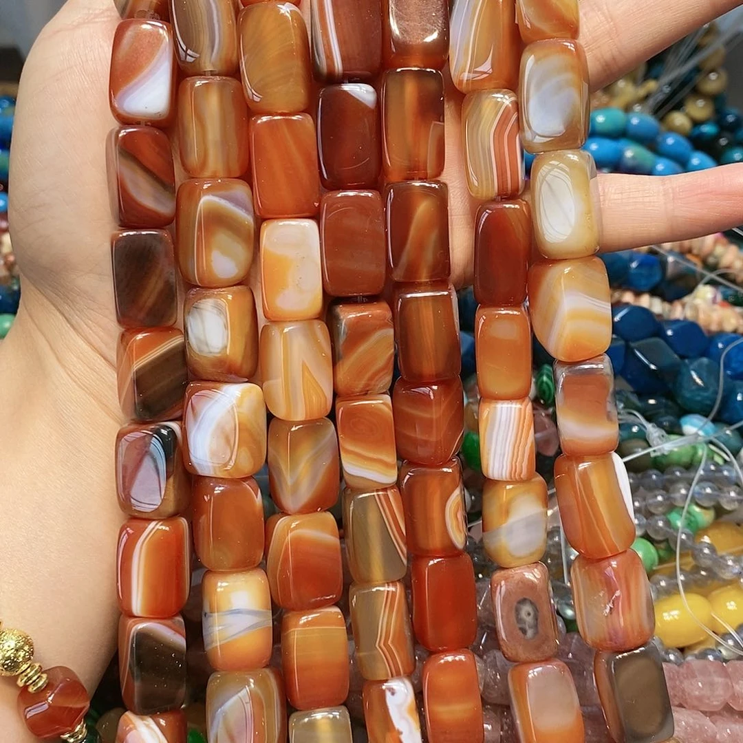 散珠玛瑙/玉髓红玛瑙长方一条