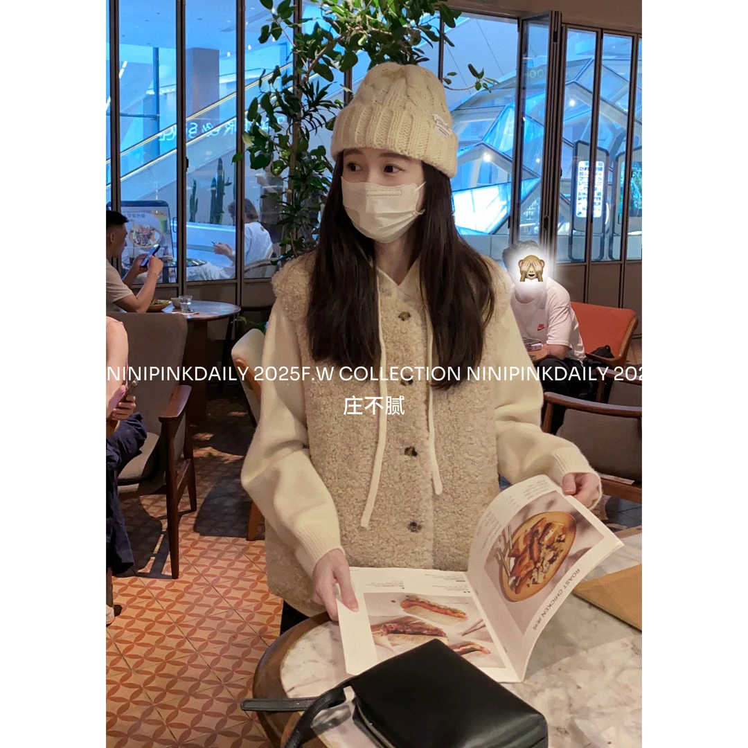 9635Ninipink庄不腻自制【松雪】毛茸茸背心马甲单排扣保暖外套