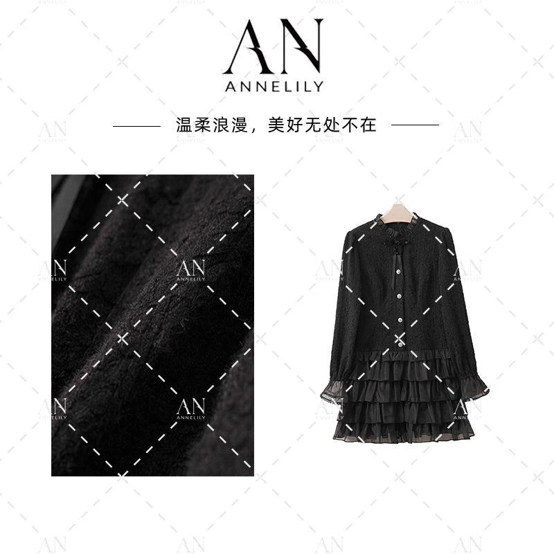 ANNELILY安琪琪【暮光】冬季新款高级感气质连衣裙AQ2511035