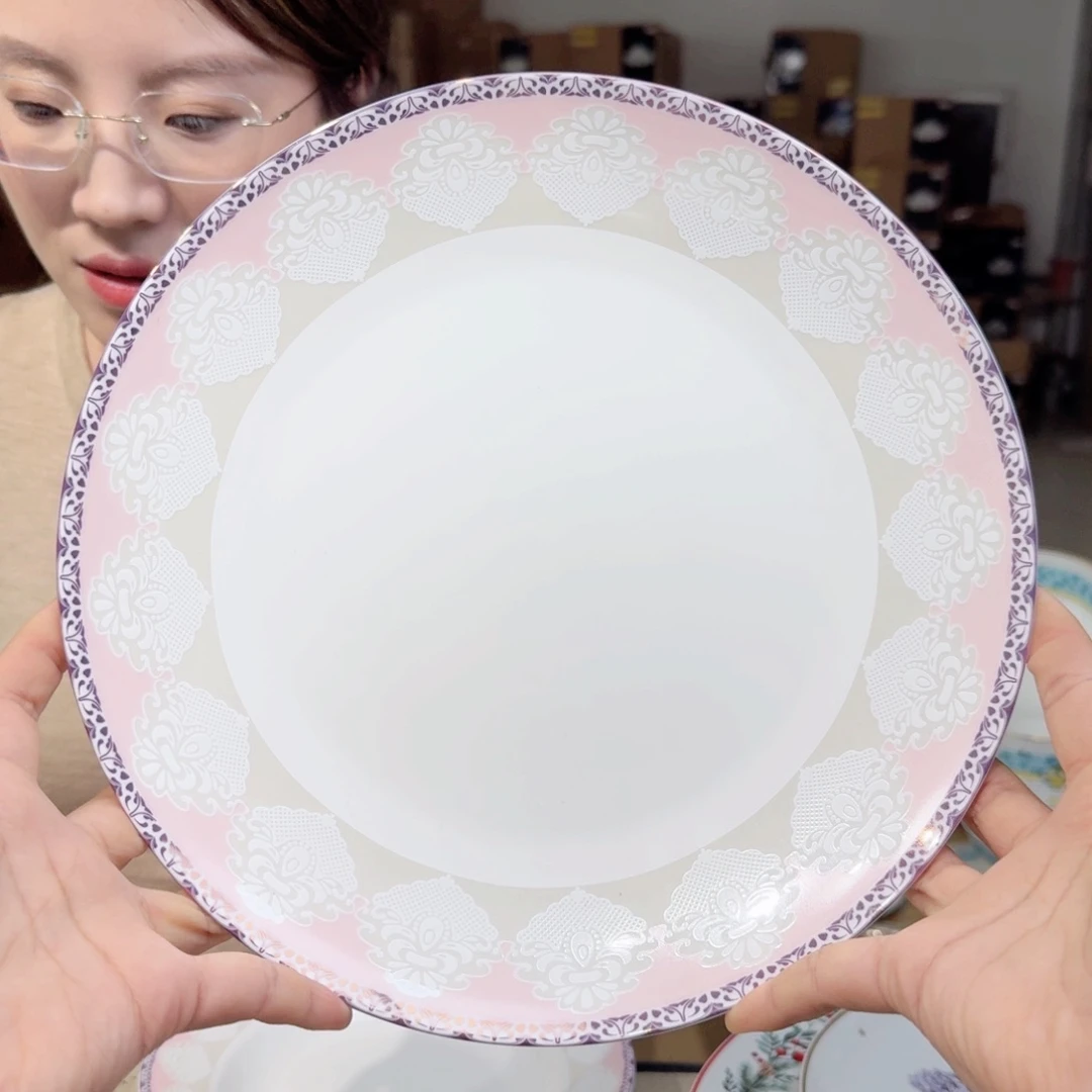 骨瓷高骨10.5英寸平盘27cm2个外贸骨瓷