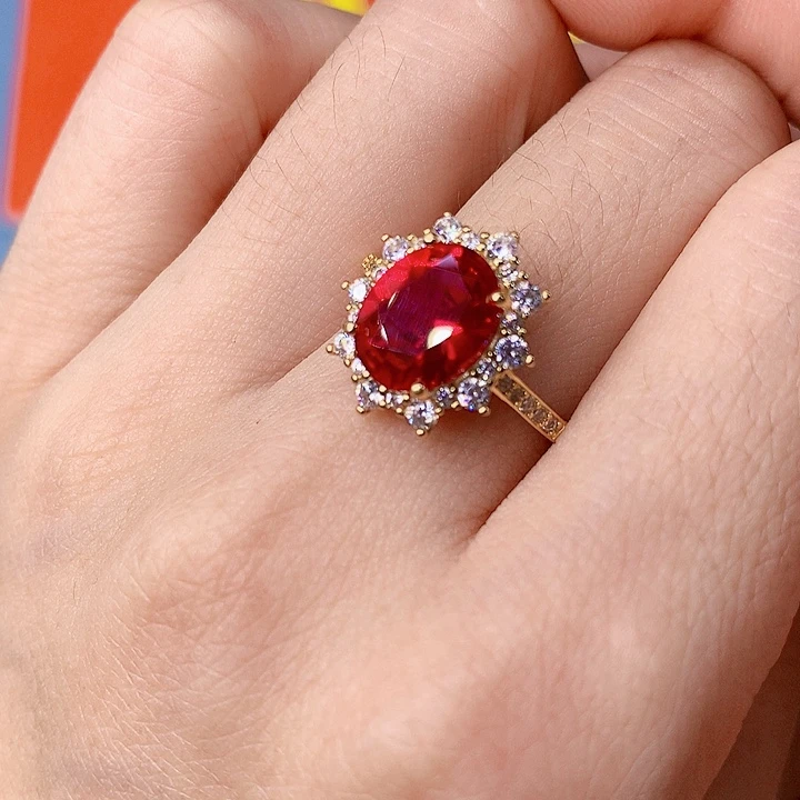 红宝石戒指银S925镶嵌