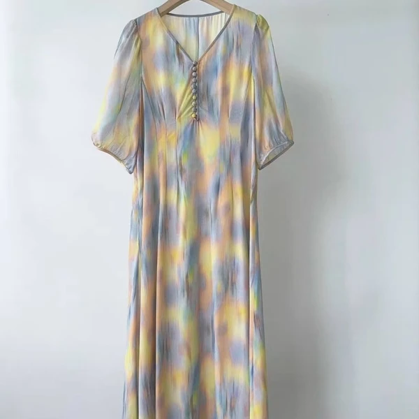 100%桑蚕丝宽松女装连衣裙时尚超百搭气质轻奢简约  L6571