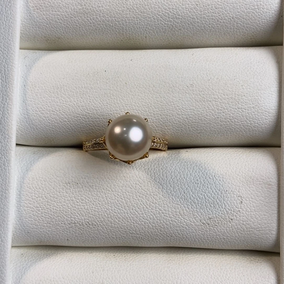 海水珍珠戒圈银S925镶嵌