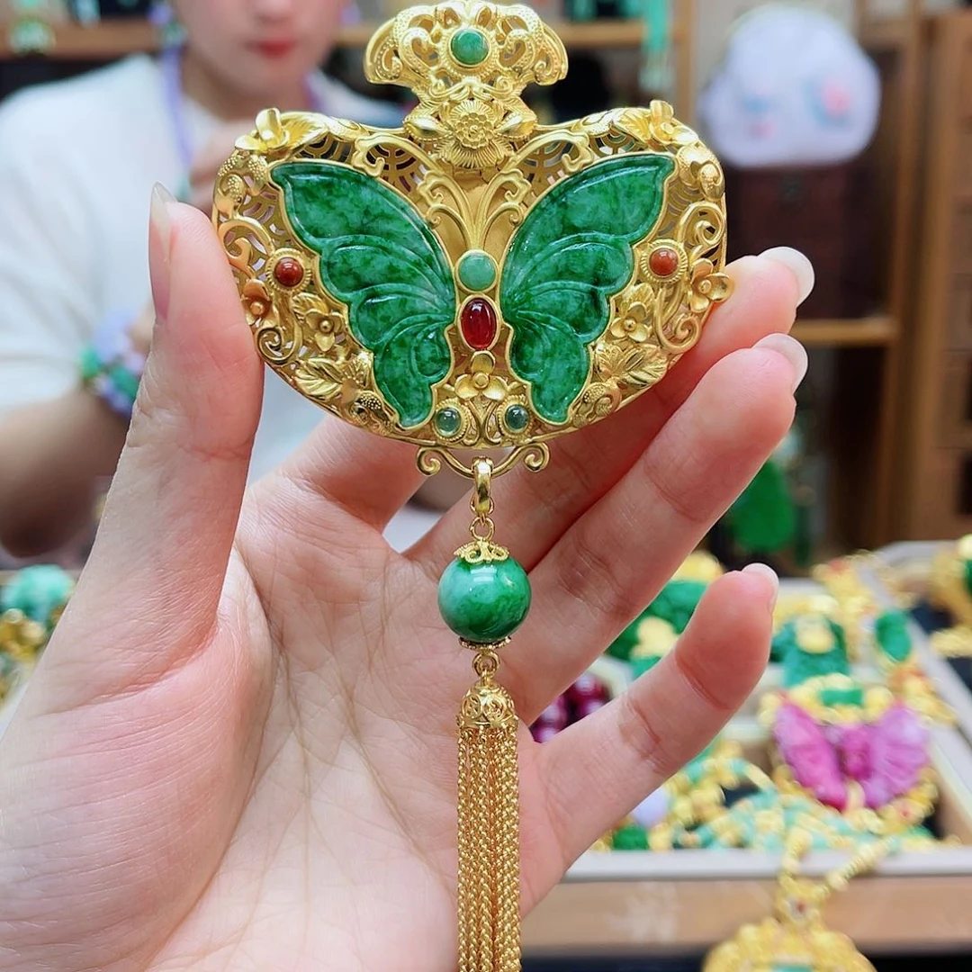 颈饰银S925镶嵌翡翠48小时鉴赏期1