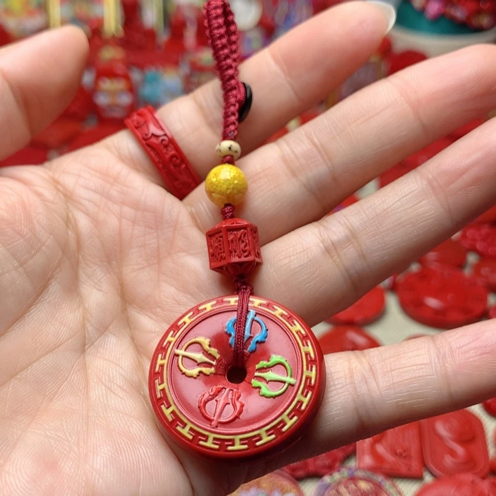 天然辰砂工艺品朱砂钥匙扣