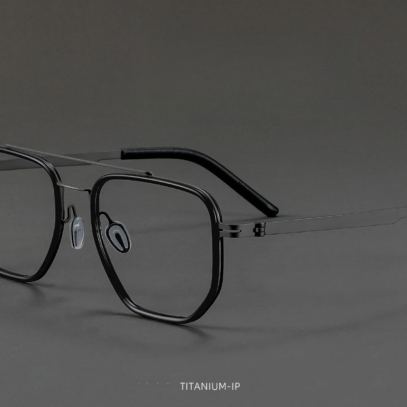 林德同款纯钛黑色眼镜框超轻超弹大脸近视眼镜架男款防蓝光眼镜男