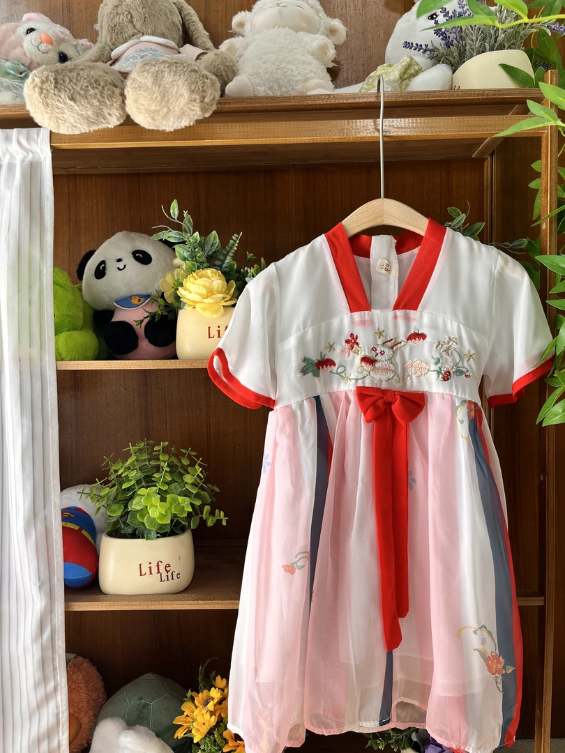 T164夏季L·H·NIAO2025新款汉服女童连衣裙襦裙古装薄款仙气飘逸