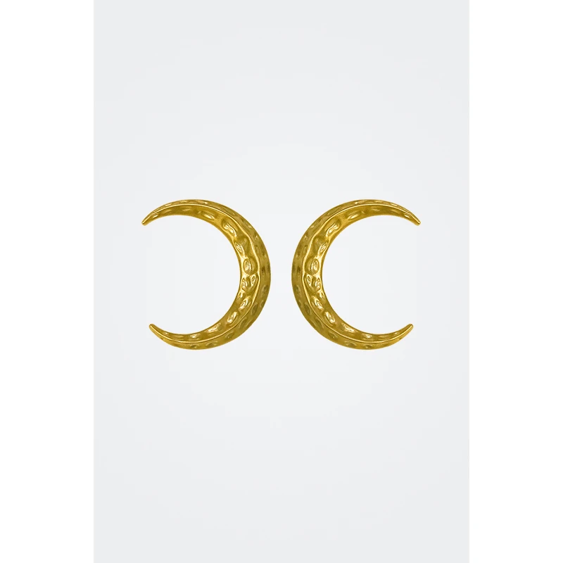 黄铜无非金属耳饰 TUYUE涂月黄铜镀金手工大月亮耳环「超级大月亮」