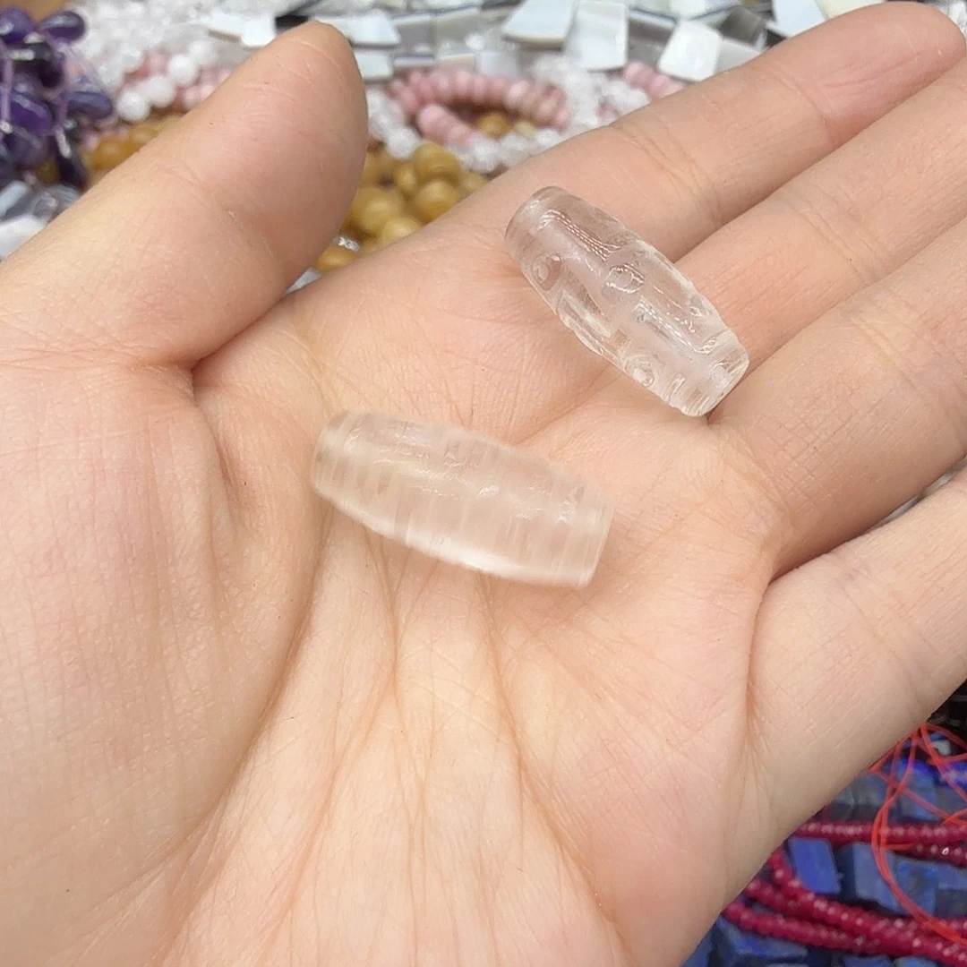 水晶珠宝半成品未镶嵌白水晶九眼天珠1颗