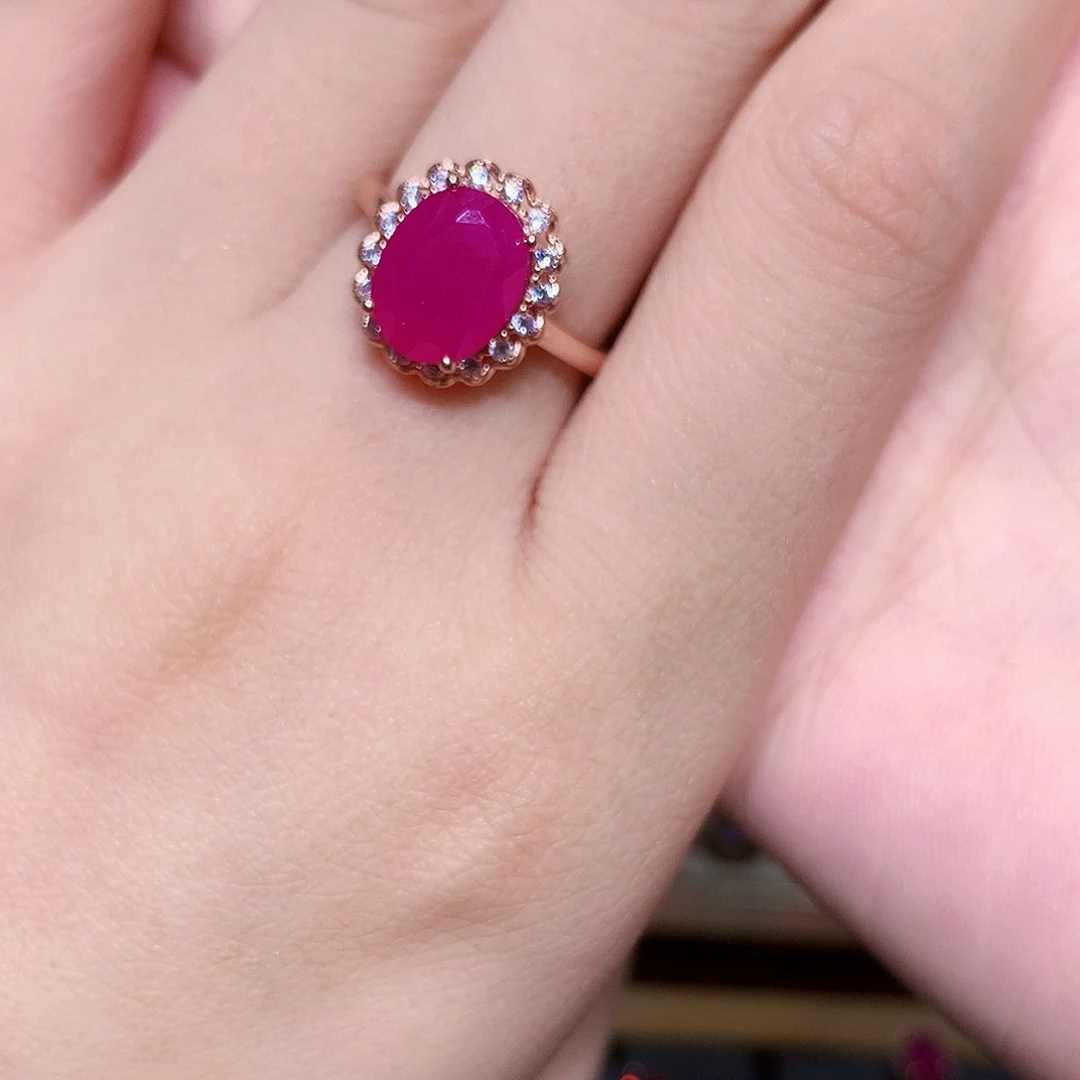 红宝石戒指银S925镶嵌