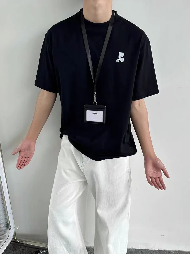 2025飞驰潮牌夏季纯棉韩系刺绣短袖T恤男装情侣潮流