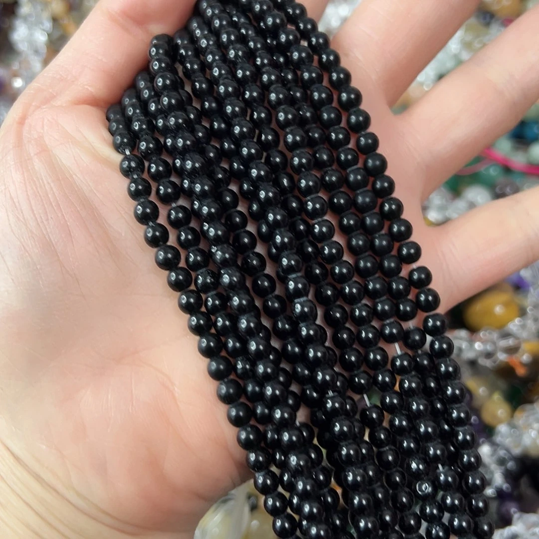 玛瑙/玉髓未镶嵌珠宝半成品，卡4黑玛瑙2条