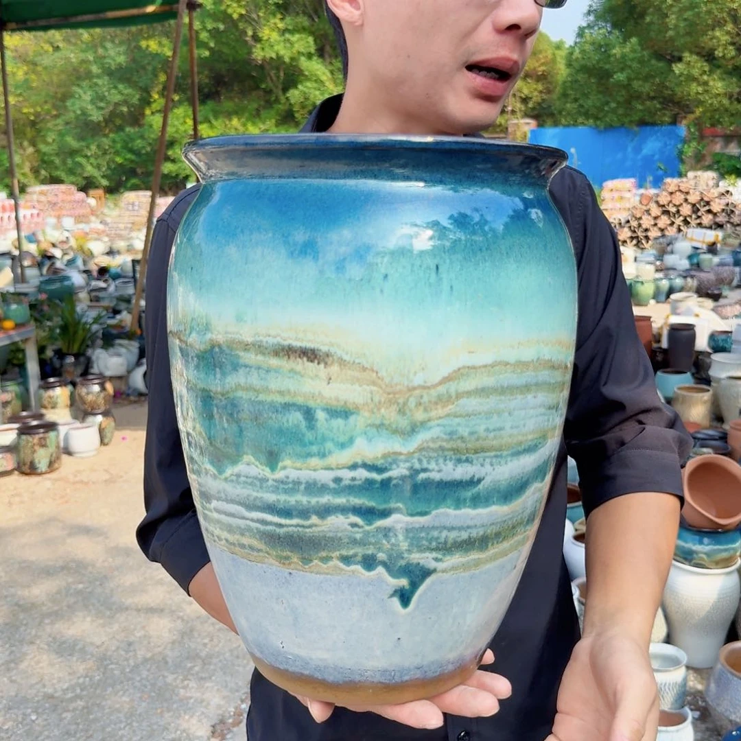 紫砂花盆口25.5高36（一个水墨画绿老庄