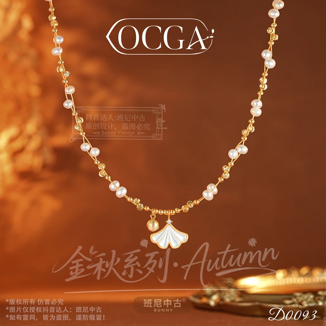 镀K金D0939法【秋风银杏】OCGA 欧斯伽斯项链