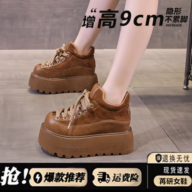 厚底爆款内增高勃肯鞋女2025新款小个子冬季加绒休闲松糕乐福棉鞋