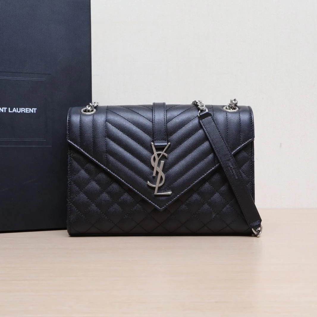 99新 YSL/圣罗兰 【娇】绗缝纹理信封包 皮革C 172255