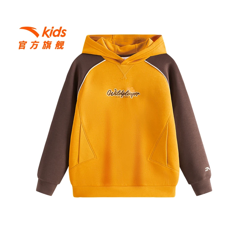 安踏儿童男大童针织连帽套头衫25新款上新透气舒适卫衣潮8707