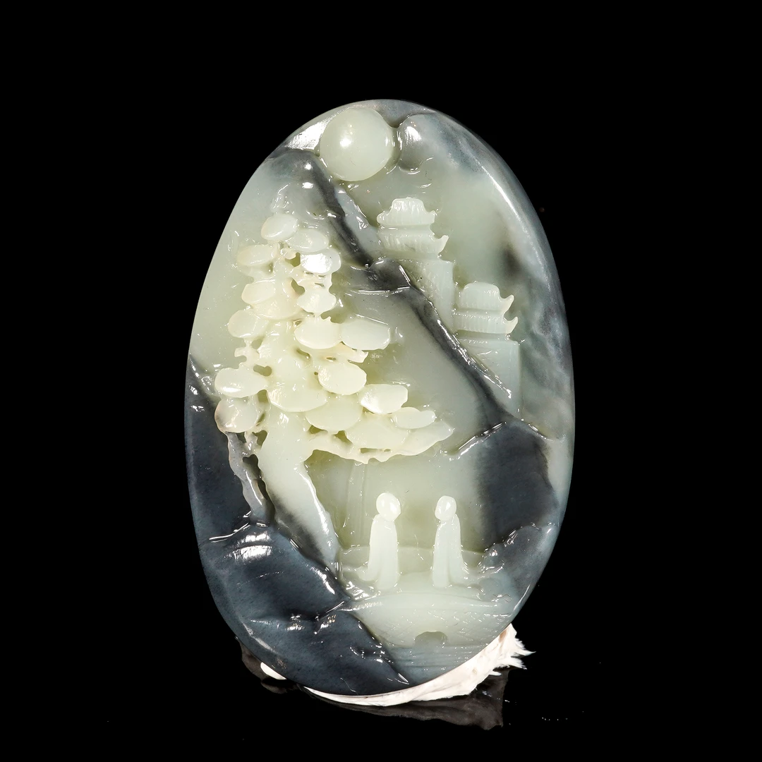 LOT.002和田玉巧雕深山访友佩/X3127