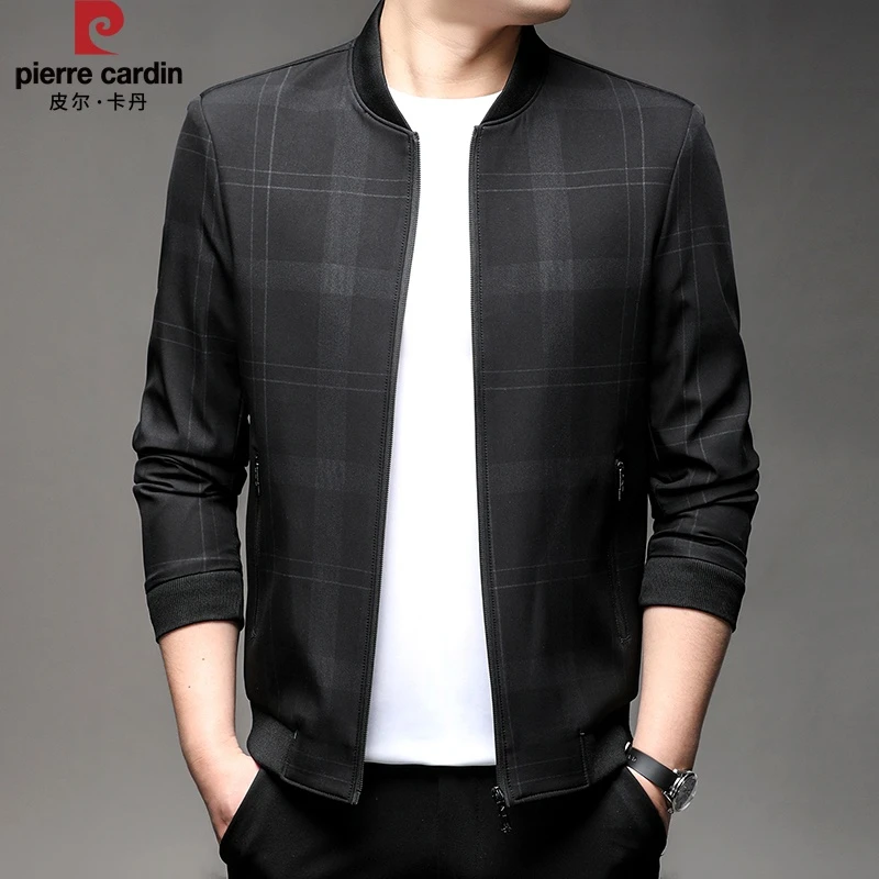 皮尔卡丹外套春季男夹克中年薄款棒球服2024春季新款男装休闲夹克