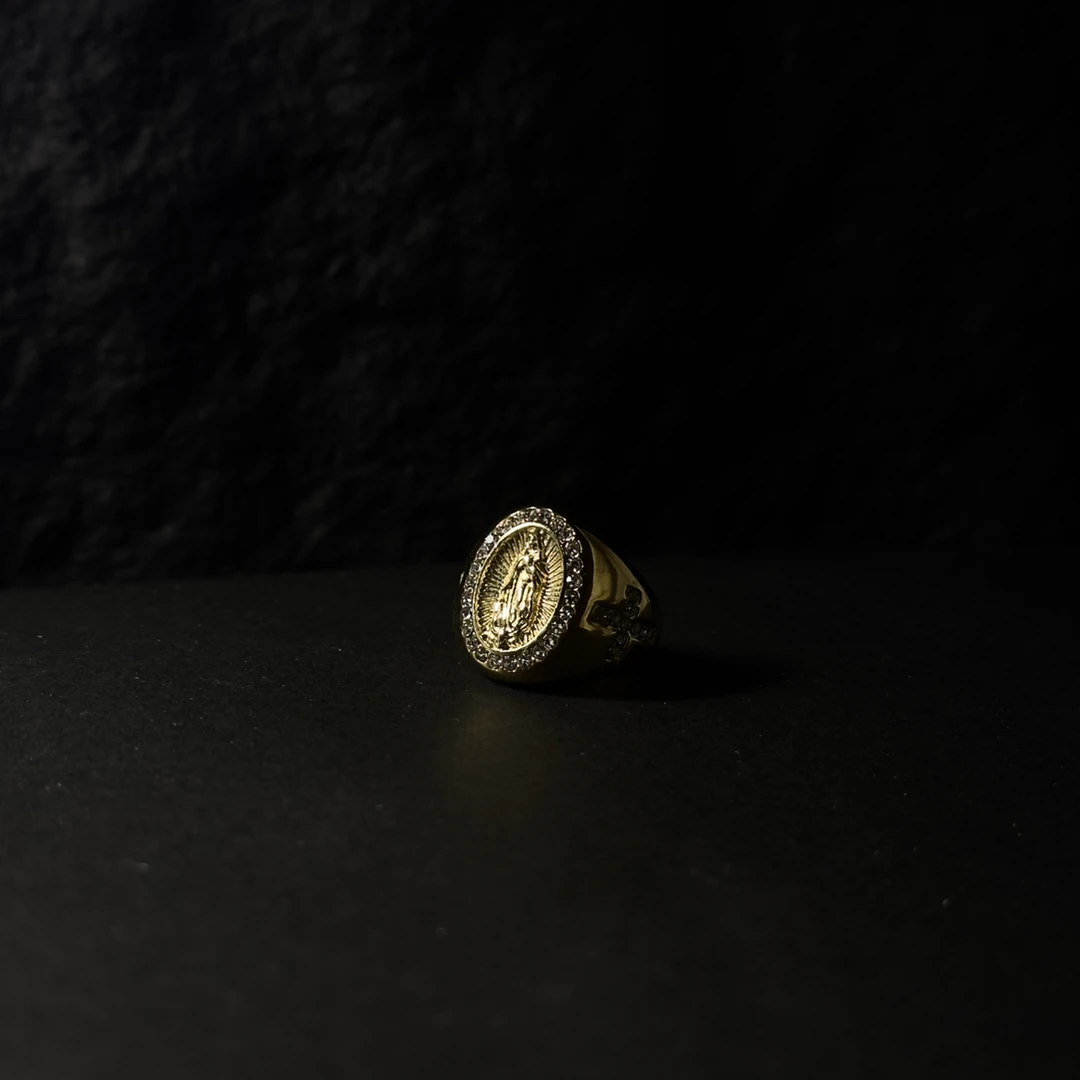 铜合金锆石戒指 TAND｜圣母饰品钛男士戒指镀金镶钻嘻哈钢vintage
