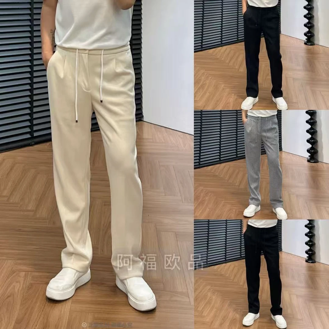 【阿福欧品】男士B*C秋冬羊毛醋酸小直筒休闲裤