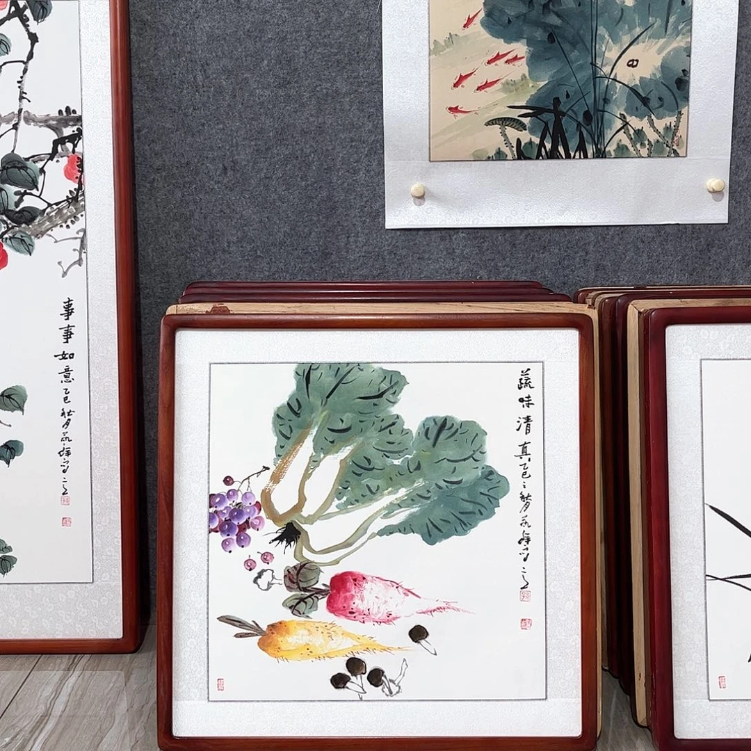 国画书画作品带框63×63