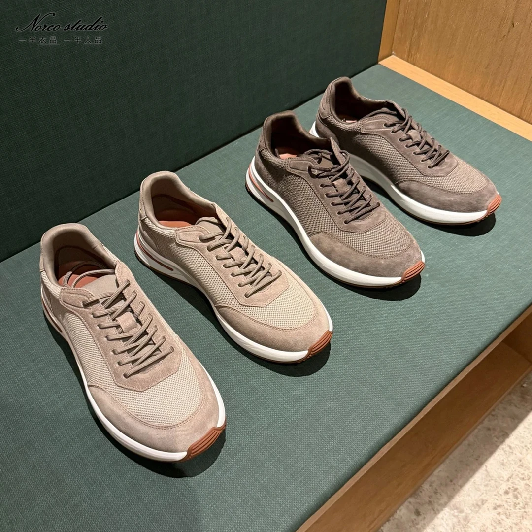 【诺可高定】秋冬意式牛反绒羊皮针织城市慢跑百搭休闲鞋 9988