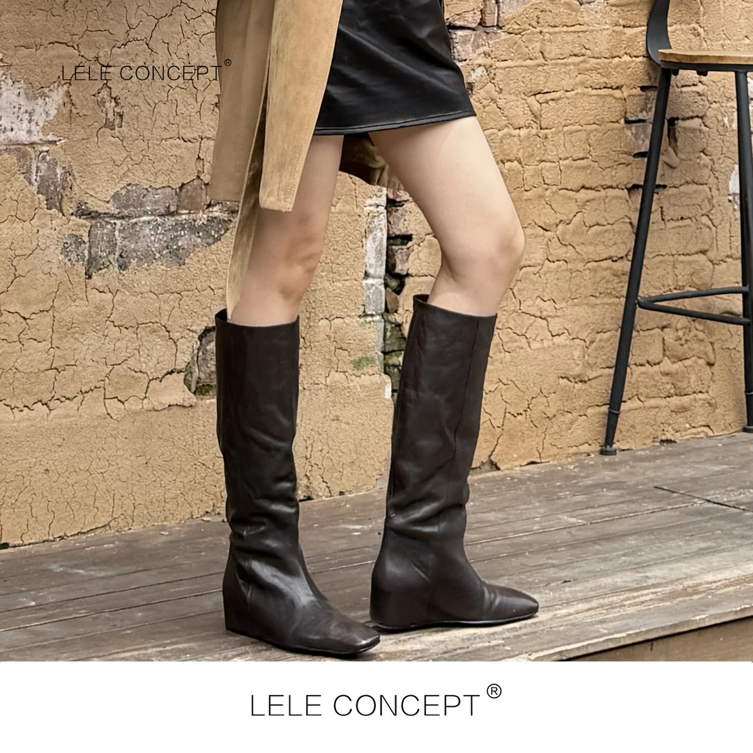 LELE CONCEPT | 【如一】时尚潮流小方头内增高长靴X0246