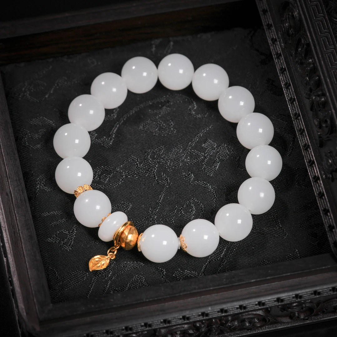 【诗蓉】赴山海·典藏级和田玉脂膏料18K金手串约12mm*AS1742